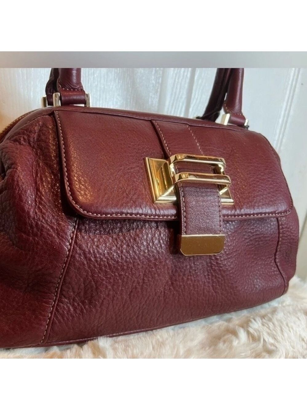 LIZ CLAIBORNE PEBBLED LEATHER SATCHEL